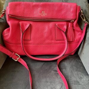 Kate Spade Pink Pebbled Leather Satchel Crossbody Bag with Tassel – Gently Used
